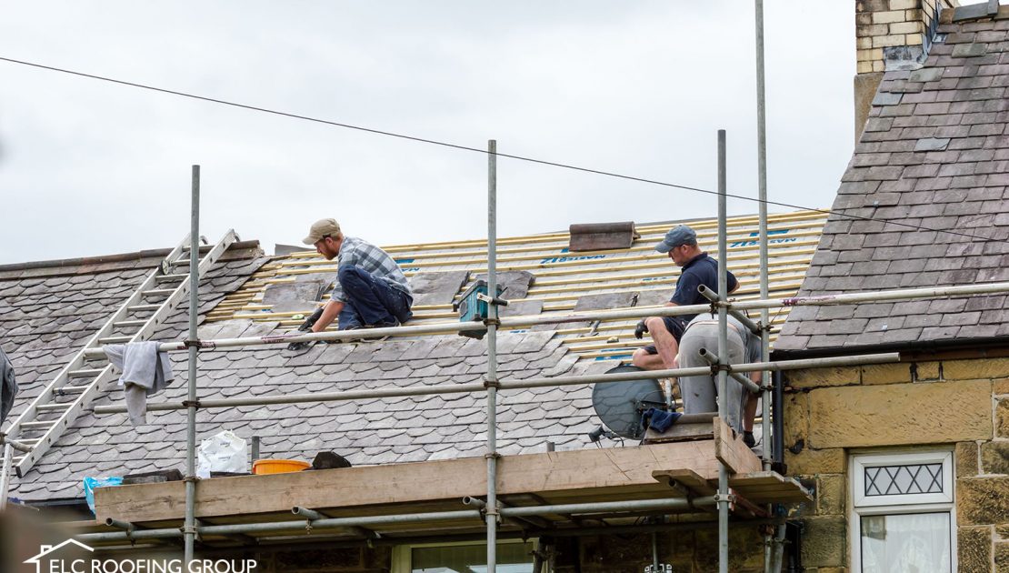 ELC team repairing a slate and tile roof